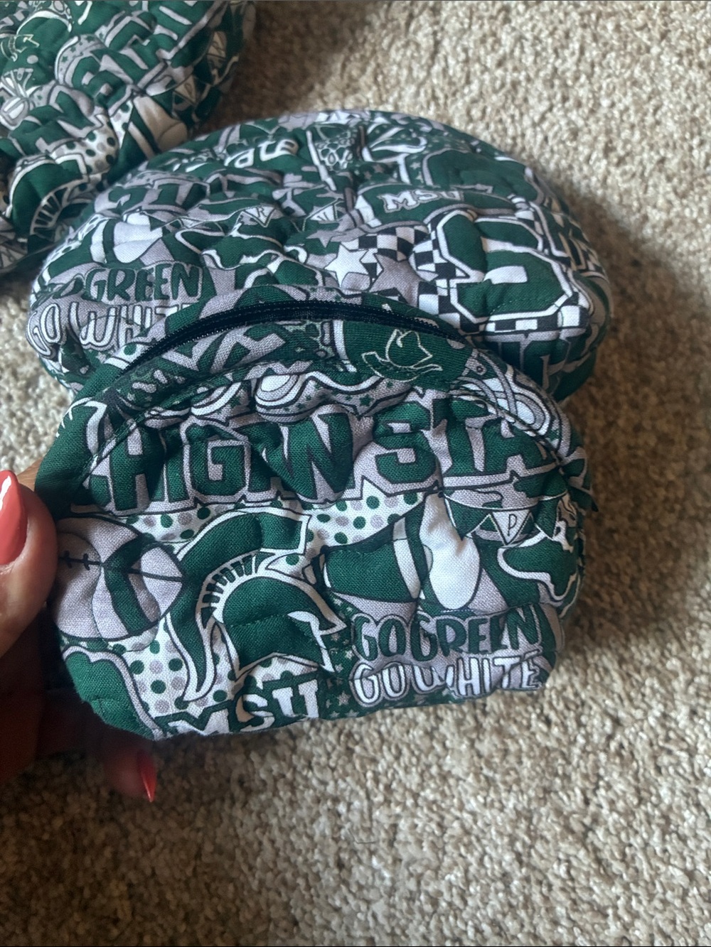 MICHIGAN STATE Green White Black Michigan State Cosmetic Pouches Set - Picture 3 of 6